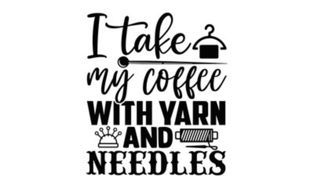 I take my Coffee with Yarn and Needles Project Bag image 0